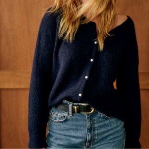 Sezane Navy Gaspard Cardigan Size M